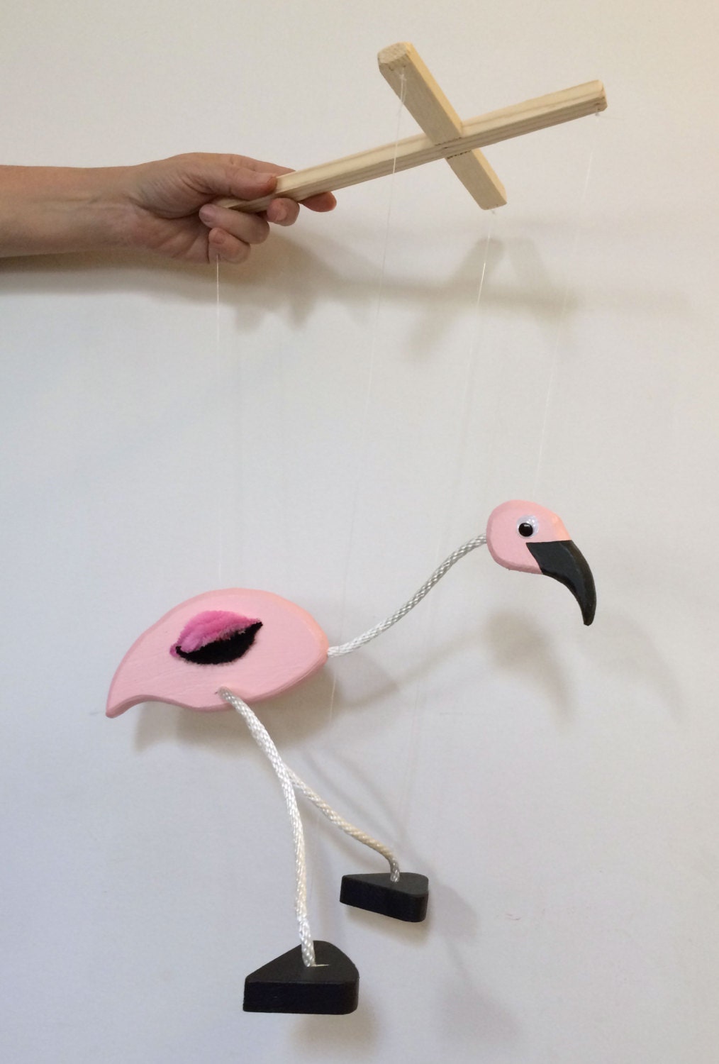 Pink Flamingo Wooden Toy Puppet Spring Bird Etsy UK