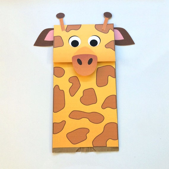 Giraffe Paper Bag Puppet  Downloadable PDF Kid's Craft