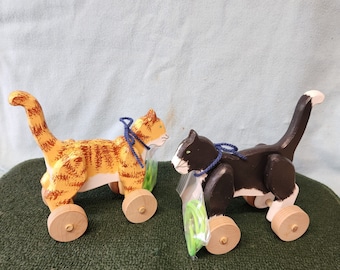 Large Wooden Cat Rolling Toy With Optional Pull String for Toddlers and Kids Etsy