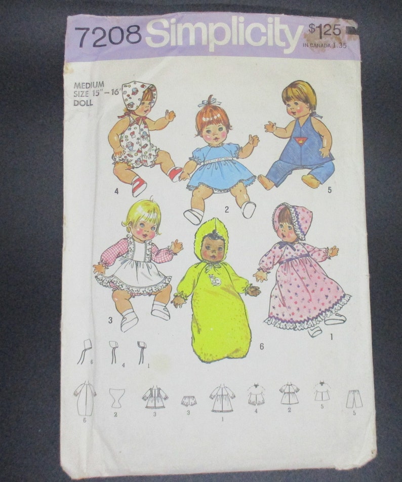Vintage Simplicity 7208 Ca 1975 Doll Wardrobe Size Medium - Etsy