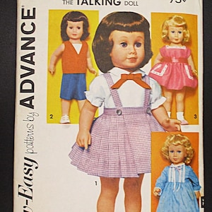 Vintage Sew-Easy patterns by Advance 2897 ca 1962 for Chatty Cathy
