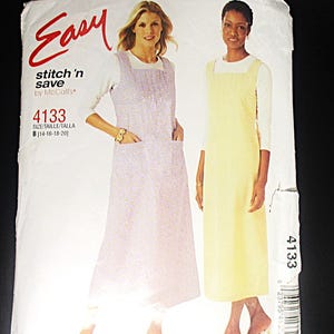 Vestido vintage Easy McCall's Stitch 'n Save 4133, ca. 2003, talla 14-20, busto 36-42 pulgadas.