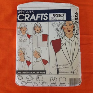 May include: A sewing pattern for making shoulder pads. The pattern is from McCall's Crafts and is number 9287. The pattern includes instructions for making personalized shoulder pads. The pattern is for our easiest shoulder pads.