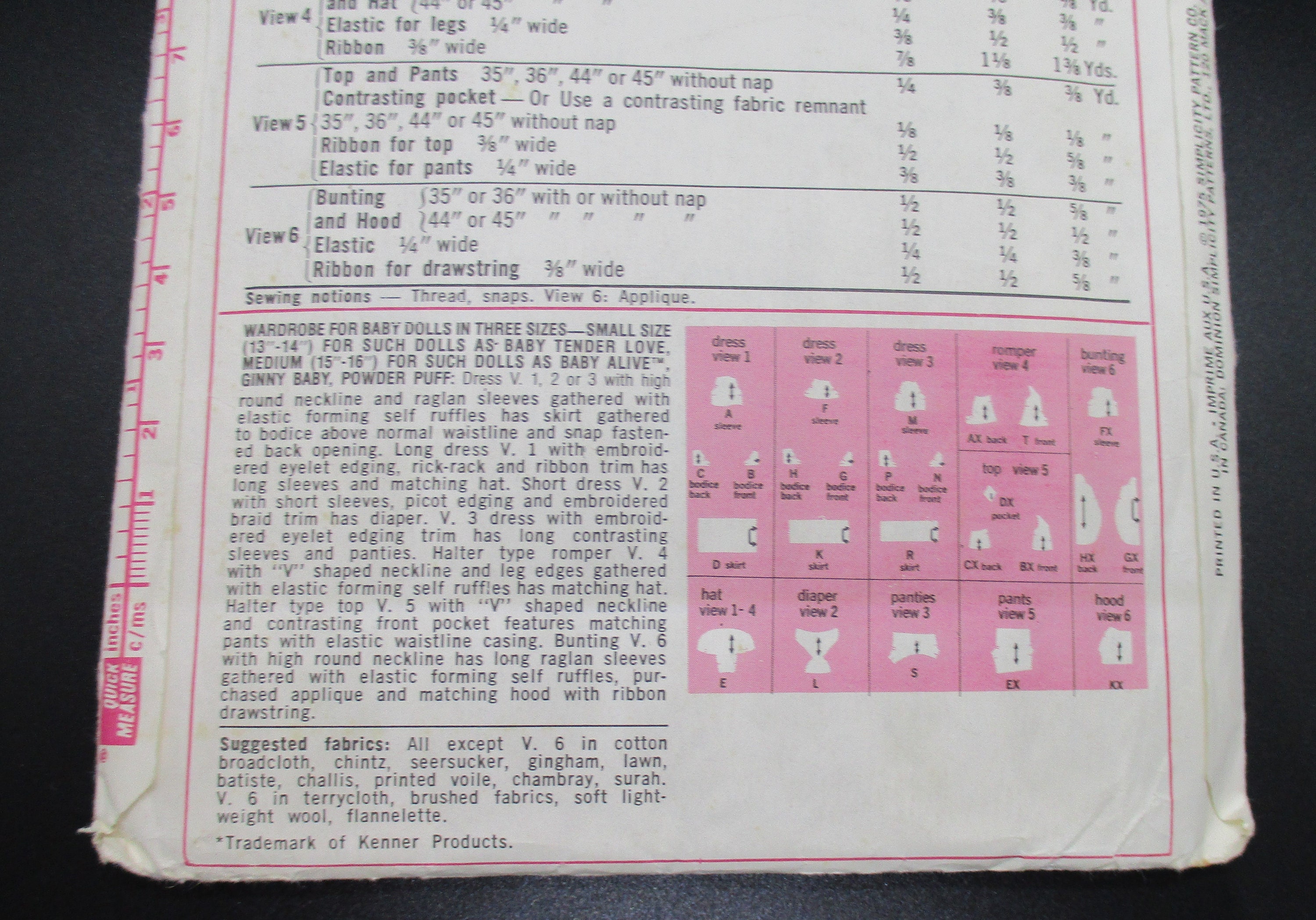 Vintage Simplicity 7208 Ca 1975 Doll Wardrobe Size Medium - Etsy