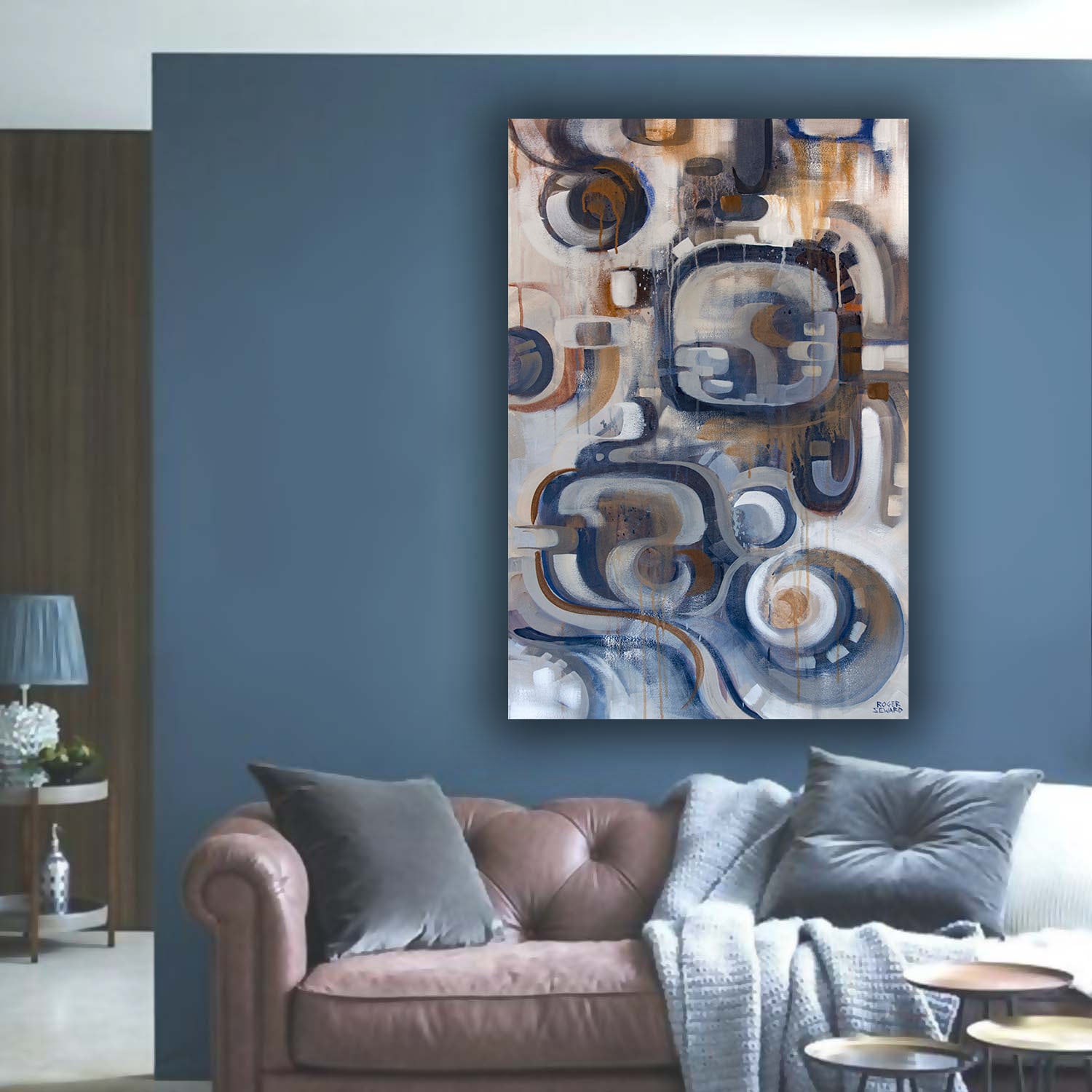 Bedroom Decor Abstract Geometry Contemporary Art Mid Century Modern Geometric Art Print Large Wall Art Beige Abstract
