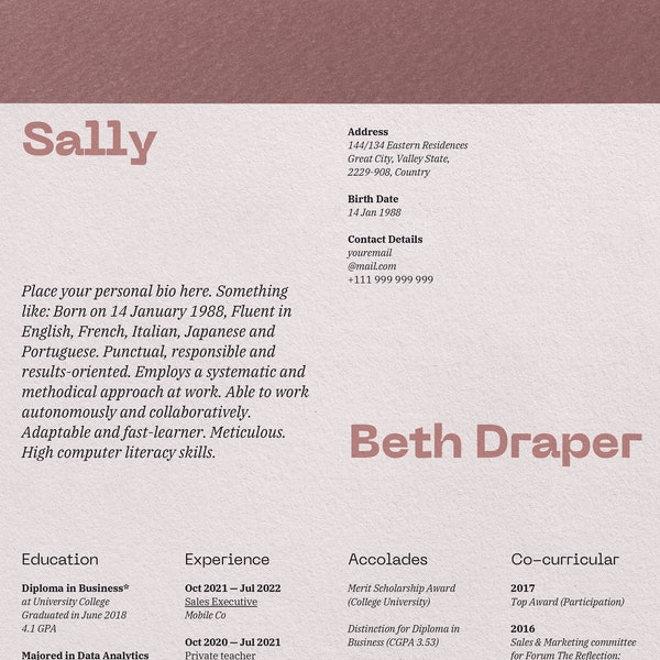 Clean Canva Resume, Modern Résumé, Professional Resume, Lebenslauf Vorlage, Creative CV, Aesthetic Resume, Typographic