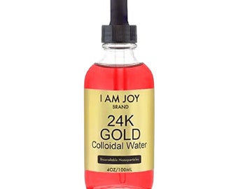 I Am Joy: 24k Colloidal Gold Water Liquid Drops 100ppm by Electrolysis Ruby Red Brain Boost - Enhance Awareness, Clarity, and Memory 4oz