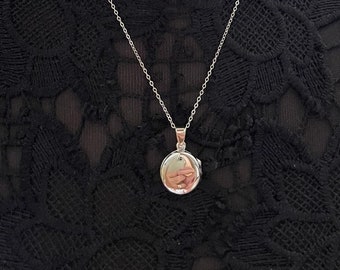 Small Sterling Silver Round Locket ~ Smooth Locket ~ Think Downton Abbey ~ Long Chain Bridal ~ Small Locket ~Tiny Locket