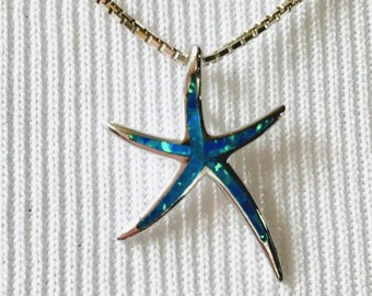 Opal Starfish in Sterling Silver or Rose Gold Vermeil ~ Rose Gold Starfish ~ Sea Star Necklace ~ Beach Wedding ~ Beach Vacation