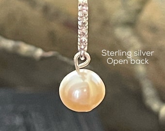 CZ Pearl Earrings ~ 14K Gold Vermeil or Sterling Silver Dangle Earrings ~ Bride ~ Bridal Earrings