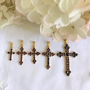 Garnet Cross Necklaces ~ Rare Garnet Cross Necklaces ~ Garnet Necklace ~ Bohemian Garnet Crosses