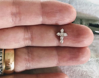 Kruisketting ~ kleine kruisketting ~ ketting met getekende kruisvorm ~ sterlingzilver ~ geelgoud ~ roségoud