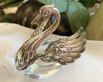 Salero alemán antiguo August Betz y Albert Bodamer ~ Salero Swan ~ Salero de cristal ~ Plata 835