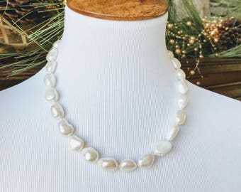 Grote dikke gekweekte parelketting ~ grote parels