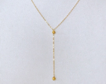 Collier en Y simple et élégant ~ Or rose ~ Argent sterling ~ Collier personnalisé en or