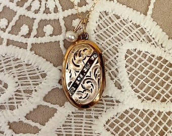 Medallón eduardiano antiguo bañado en oro ~ Medallón vintage ~ Medallón antiguo ~ Piensa en Downton Abbey