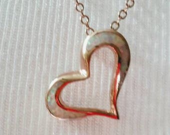 Coeur Opale en Vermeil Or Rose ~ Coeur Or Rose ~ NBJ359