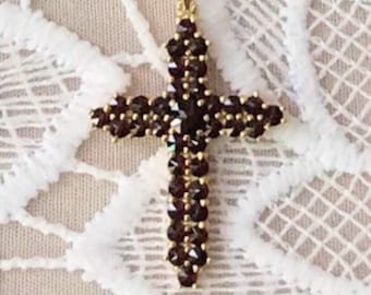 Impresionantes collares de cruz de granate ~ Collar de cruz de granate ~ Collar de granate ~ Cruz de granate bohemia