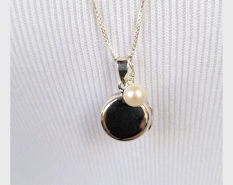 Darling Sterling Silver Locket on Long Chain ~ Tiny Locket ~ Think Downton Abbey ~ Petite Round Locket