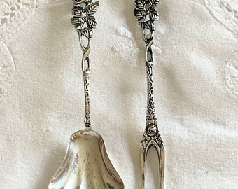 Elegant August Betz 835 Silver Sugar Spoon ~ Cocktail Fork ~ Antique Silver