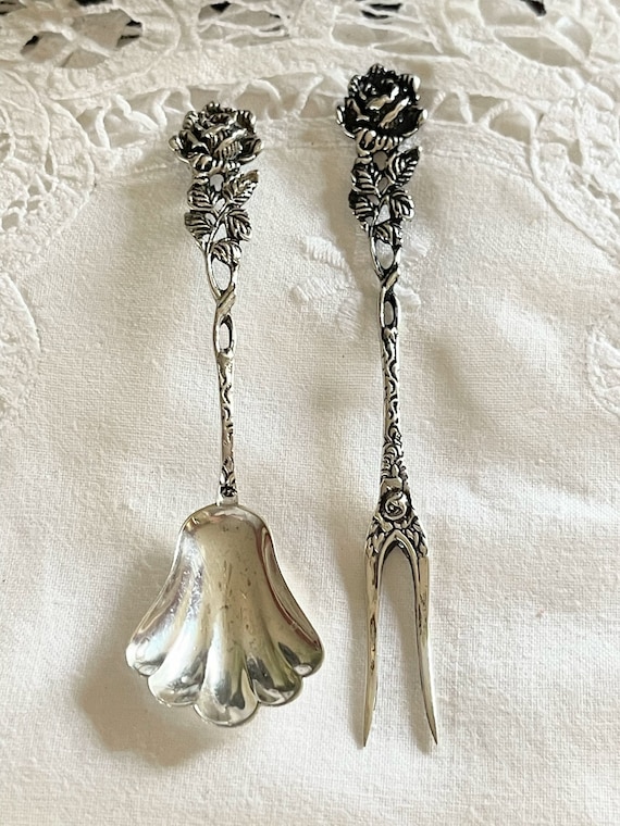 Elegant August Betz 835 Silver Sugar Spoon ~ Cocktail Fork