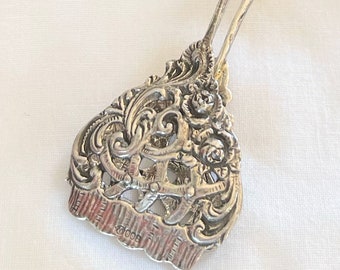 Christoph Widmann Silver Tongs ~ German Serving Utensils ~ 800 Silver ~ Antique Silver ~ Hildesheimer Rose