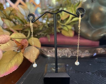 Pendientes de perla chapados en oro de 14 quilates o plata de ley con circonitas ~ Pendientes con cierre de palanca