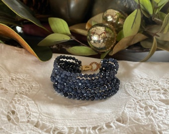 Seven Strand Sapphire Bracelet ~ AAA Grade 4-5mm Sapphires ~ (Think Downton Abbey) Bride Bridal