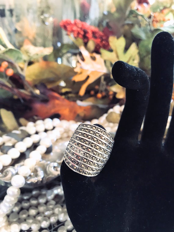 Marcasite Sterling Silver Ring~ Boho Ring~ Marcasi