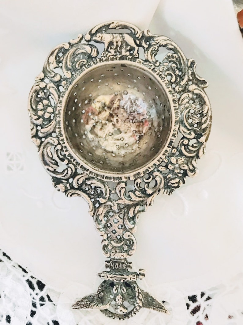Italian Tea Strainer ~ Silver Tea Caddy ~ 800 Silver ~ Italy ~ Silver ~NBJ890 ~circa 1935