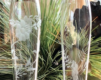 Duchin Sterling Silver and Etched Glass Bud Vases