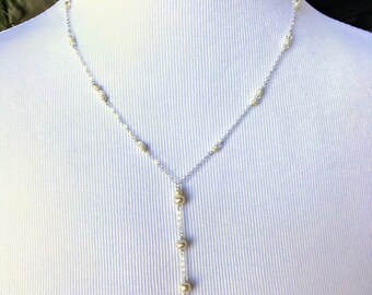 Collier Pearl Y ~ Collier Y de perles et de cristaux ~ Collier de petites perles