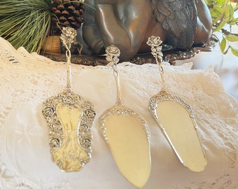 Three Gorgeous Antique Silver Servers ~ German Cake Servers ~ Antique Pastry Servers