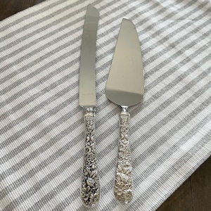 S Kirk & Son Sterling Silver Server and Cake Knife ~ Repousse ~ Repousse Cake Server