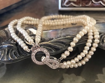 Elegante pulsera de perlas pequeñas ~ Collar de perlas de grado AAA de 3 a 4 mm ~ (Piense en Downton Abbey) Novia Novia