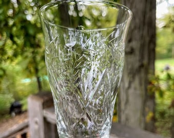 Copas antiguas Libbey Rock Sharpe de cristal tallado para té helado o agua ~ Modelo 1018-3