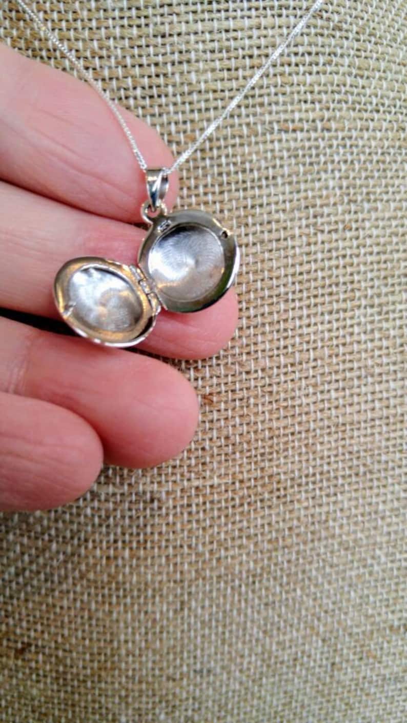 Petite Sterling Silver Locket on Long Chain Tiny Locket - Etsy