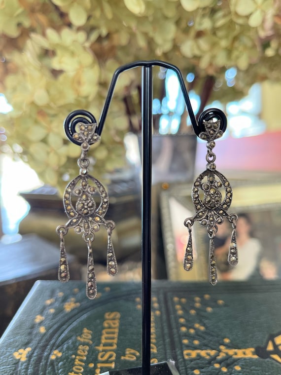 Elegant Edwardian Marcasite Earrings ~ Think Downt