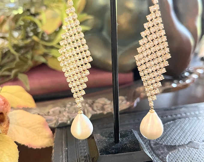 Featured listing image: Lovely CulturedPearl Earrings ~ CZ Dangle Earrings ~ Two Designs from One ~ Gift Wrapped