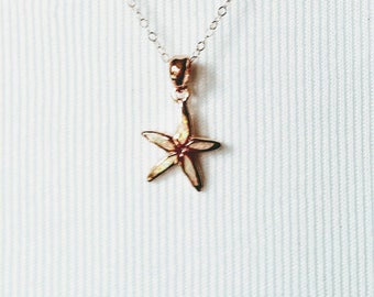 Étoile de mer opale en argent sterling ou or vermeil rose ~ Étoile de mer en or rose ~ Collier étoile de mer ~ Mariage sur la plage ~ Vacances à la plage