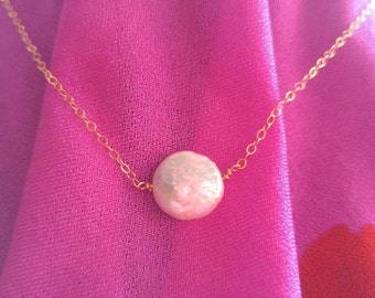 Eenvoudige klassieke AA Coin parelketting ~ ronde parelketting op Coin14k Gold Filled of Sterling zilveren ketting ~ bruid bruids bruidsmeisje
