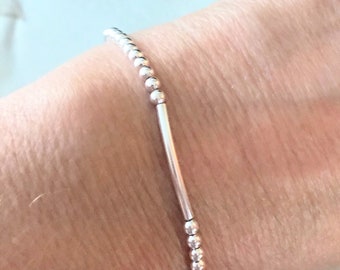 Cierre ajustable ~ Pulsera o tobillera de barra de plata esterlina ~ Pulsera apilable ~ Pulsera de playa