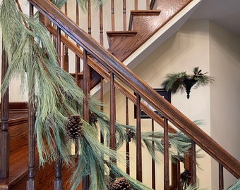 Free Postage! Nine Feet of Lovely Roped Pine Garland ~ Flocked or Plain Pine Garland with Pinecones ~ Great Christmas Garland