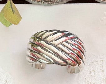 Classically Styled Italian Sterling Silver Cuff Bracelet