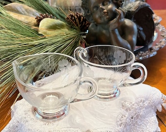 Jarra para crema y azucarero antiguos de plata y vidrio Whiting de un siglo de antigüedad ~ Vajilla de plata esterlina ~ Whiting Silver