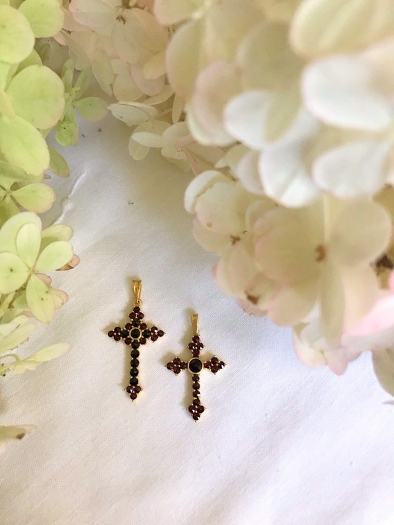Garnet Cross Necklace ~ Cross Necklace ~ Garnet Ne
