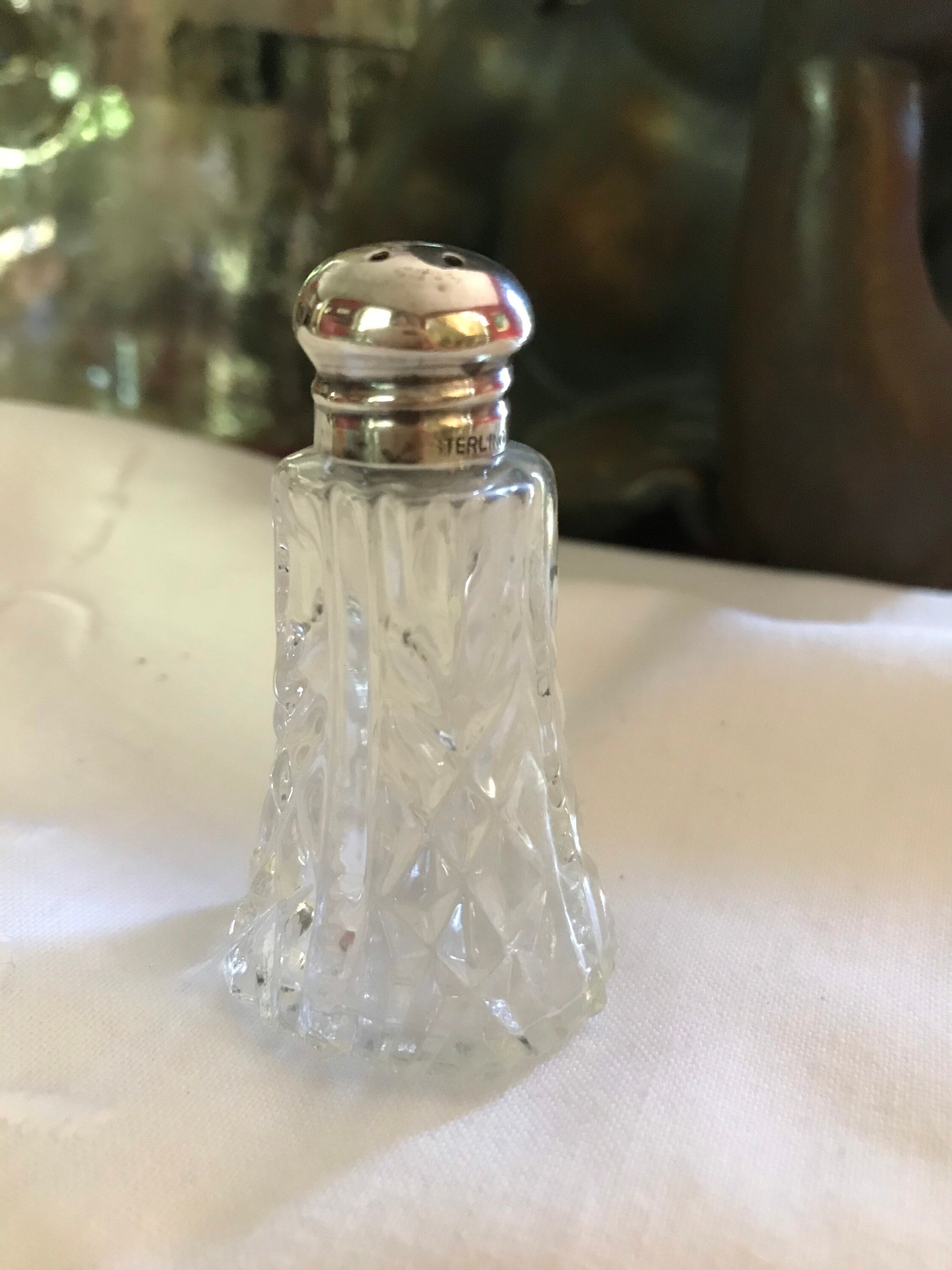 Antique Sterling Silver and Glass Salt and Pepper Shakers Silver Salt and Pepper Shakers