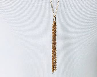 Kwast ketting ~ Y ketting ~ Goud gevulde Y ketting ~ Sterling Zilver ~ Verstelbare ketting ~ Rose Gouden Ketting ~ Sterling Zilver