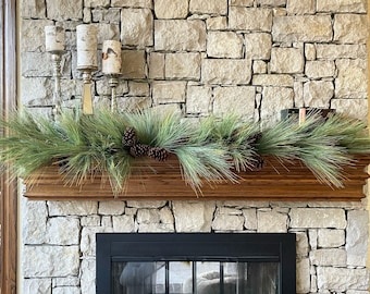 ¡ÉXITO DE VENTAS! Guirnalda de pino de azúcar increíblemente realista ~ Guirnalda de pino de agujas largas con magnolia y piñas ~ Magnífica guirnalda navideña