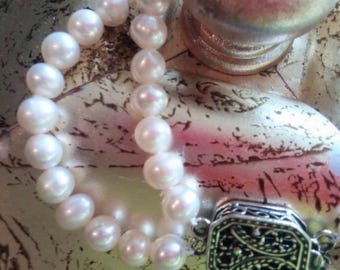 Zoetwaterparelarmband met filigraan sterlingsluiting ~ NBJ204 ~ dubbele streng parelarmband ~ cadeau verpakt